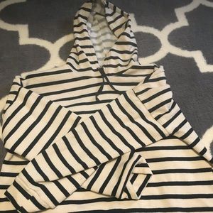 Striped semi-cropped hoodie